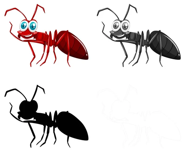 Ensemble de caractère fourmi — Image vectorielle