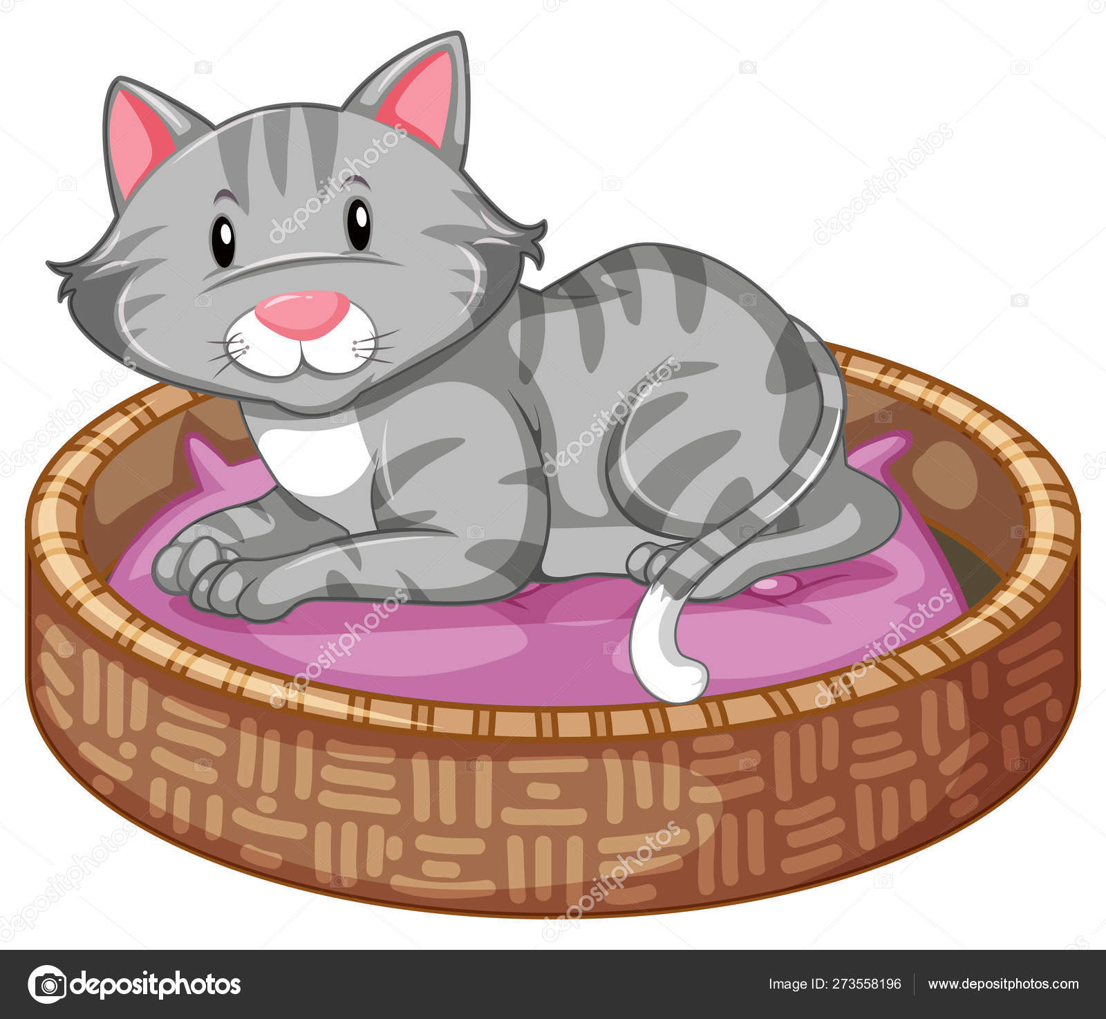 Katt som sover i sengen stockvektor © blueringmedia #273558196, image size:1600x1474