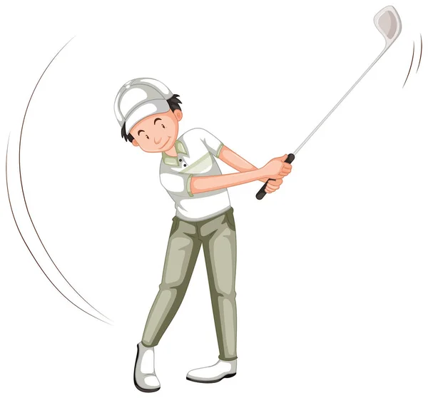 Um personagem golfista no fundo branco —  Vetores de Stock