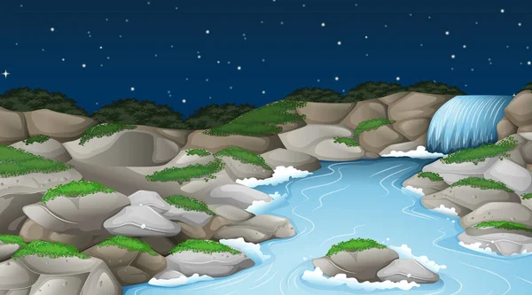 Un paysage de ruisseau nature — Image vectorielle