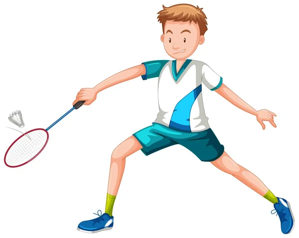 Hombre jugando tenis fondo blanco — Vector de stock