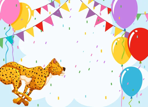 Cheetah on birthday template — Stock Vector