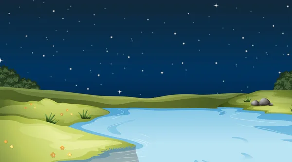 Un paysage naturel la nuit — Image vectorielle