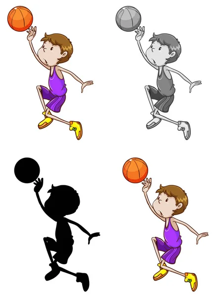 Conjunto de atletas de baloncesto — Vector de stock