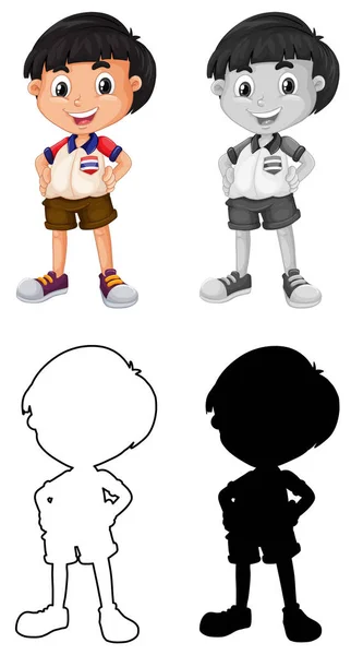 Set of Thai boy character — Stock Vector