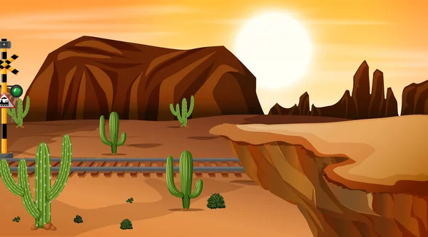 뜨거운 사막 장면 — 스톡 벡터