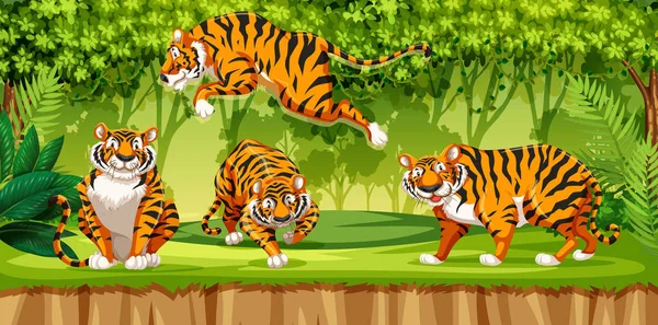 Tiger im Dschungel — Stockvektor