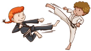 Kız ve erkek karate sahnesi