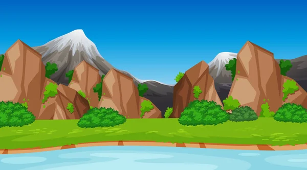 Montagnes sur la scène de la rivière — Image vectorielle
