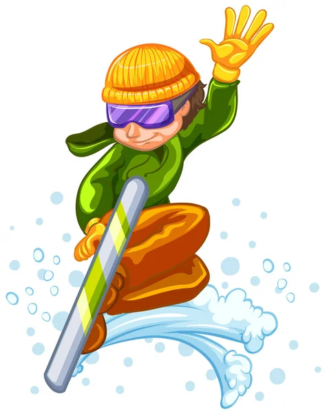 男孩滑雪板白色背景 — 图库矢量图片