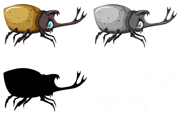 Ensemble de différents coléoptères de style — Image vectorielle