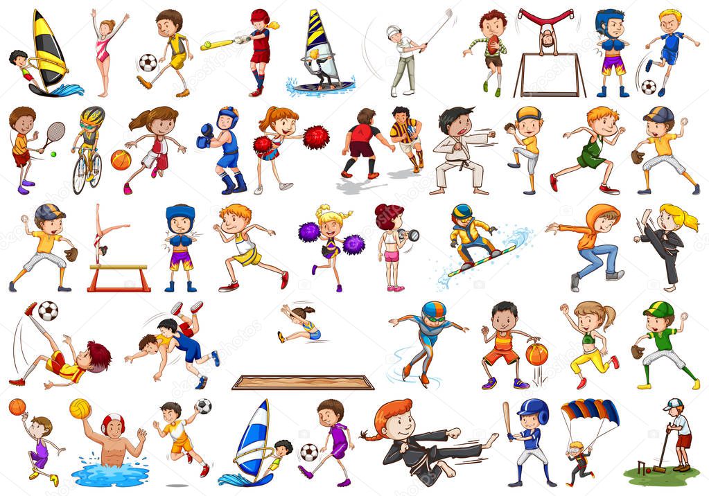 Set of different sport people