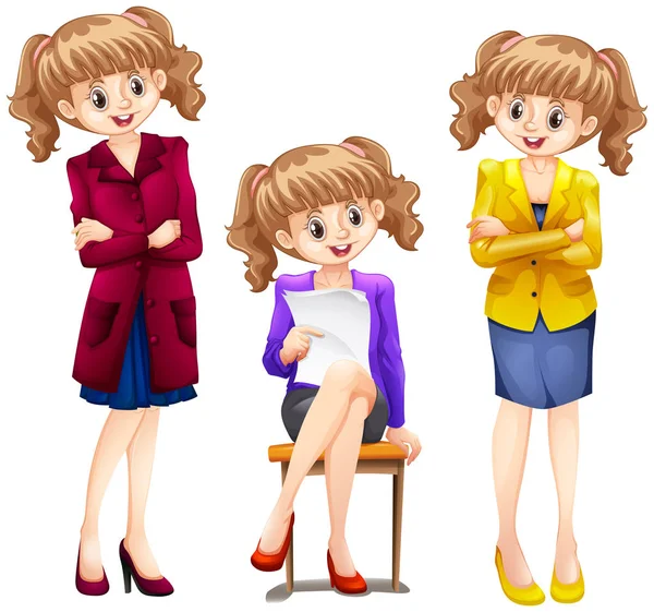 Set of three girls — Stock Vector