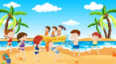 Aktif çocuklar açık sahnede oynuyor