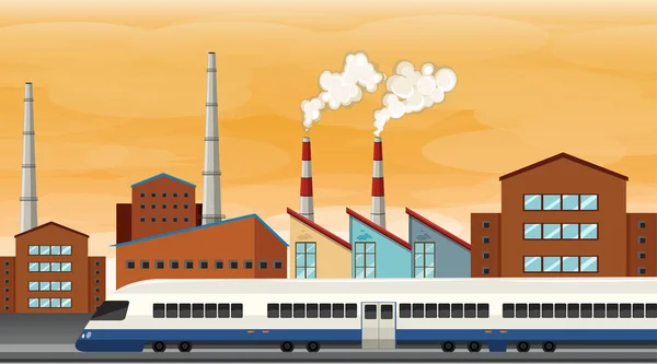 Contaminación de la escena temática de fábrica en la naturaleza — Archivo Imágenes Vectoriales