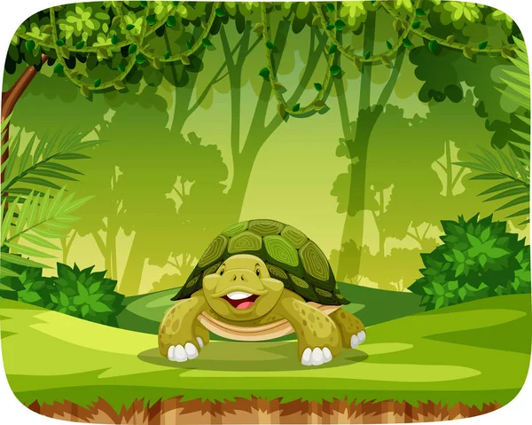 Turtle in jungle theme setting — Stock Vector