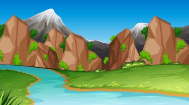 Doğa sahnesi peyzaj şablonu 