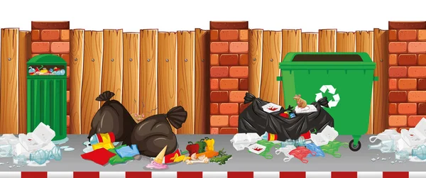 Уличная сцена с мусором — стоковый вектор