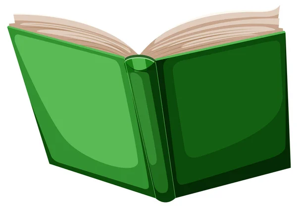 Offenes grünes Buch auf weiß — Stockvektor