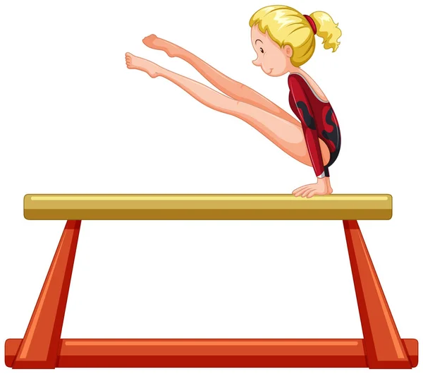 Gymnastics young girl on vault isolated — Stock Vector