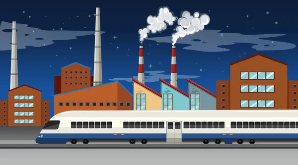 Scena fabryczna z układami dymu i wież chłodniczych — Wektor stockowy