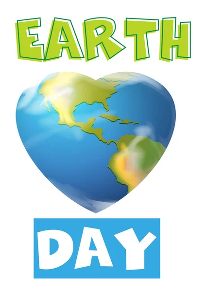 Earth day concept image with Earth in heart shape — Stock Vector