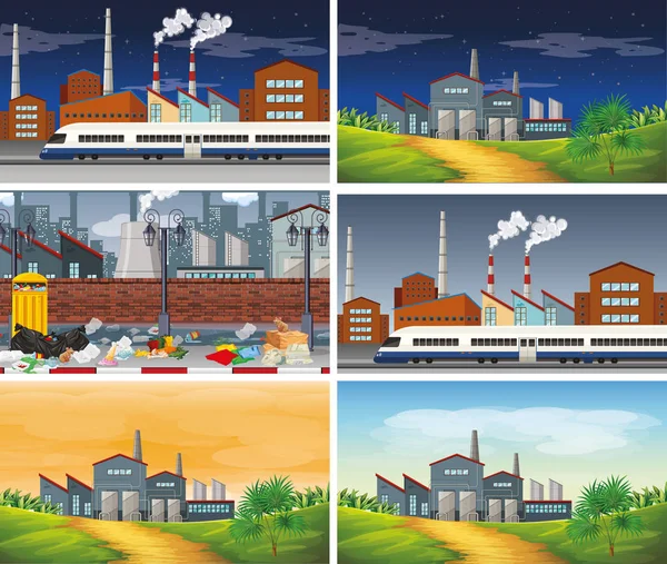 Zestaw scen zanieczyszczonych — Wektor stockowy