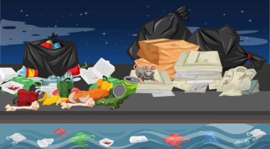 Sokak sahnesinde çöp