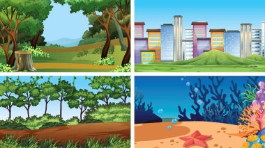 Açık doğa sahneleri set boş boş Şablonlar