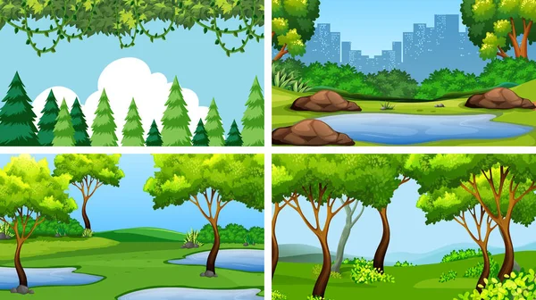 Set of scenes in nature setting — Stock Vector