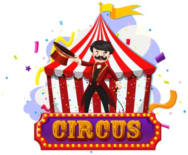 Circus Magician işareti izole bir çadır