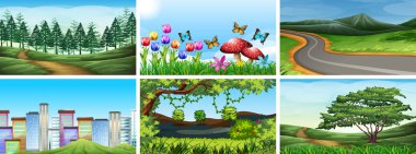 Park, alan ve doğa sahneleri seti