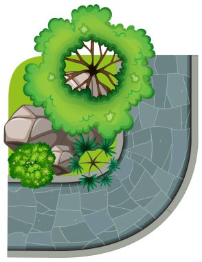 Kavisli yol havadan sahne izole