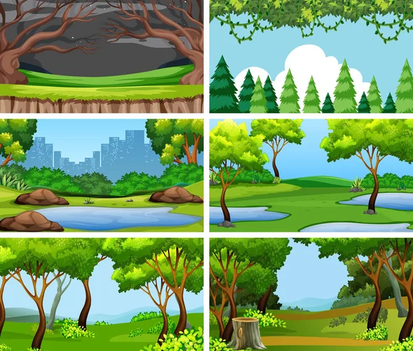 Set of scenes in nature setting — Stock Vector