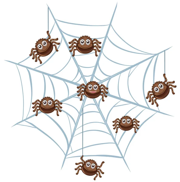 Spider in een web op wit — Stockvector