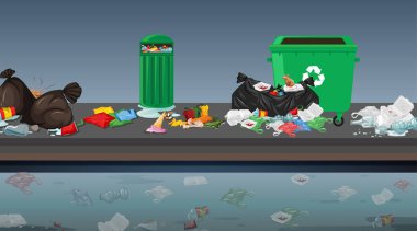 Sokak sahnesinde çöp