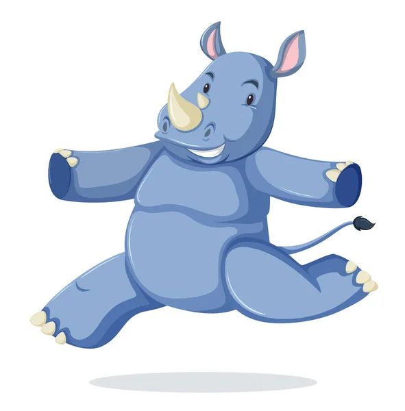 Joyeux rhinocéros sautant de joie — Image vectorielle