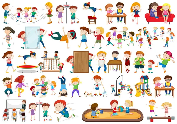 Niños, niñas, niños en la diversión educativa tema de la actividad — Vector de stock