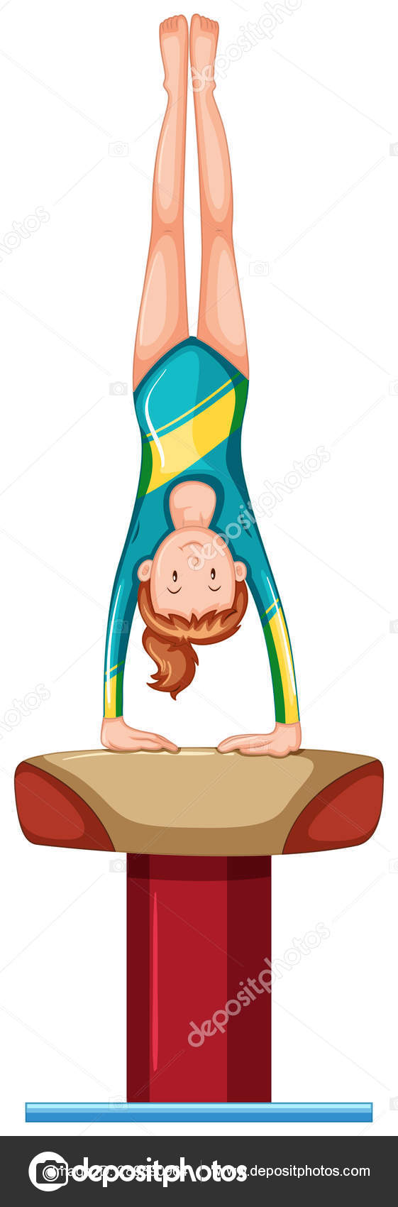 귀여운 체조 소녀 하기 핸드스탠드 에 금고 스톡 벡터 - ©blueringmedia 289890964