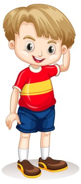 Beyaz arka planda izole sevimli mutlu gülümseyen çocuk