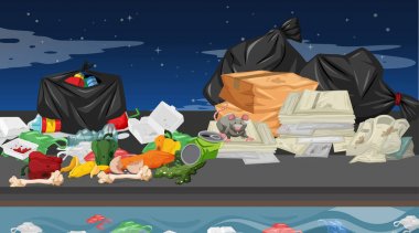 Sokak sahnesinde çöp