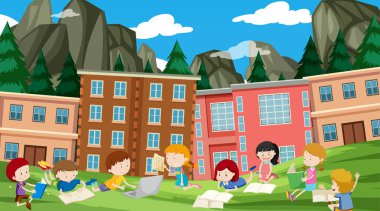 Aktif çocuklar açık sahnede oynuyor