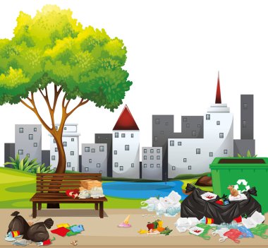 Park sahnesinde çöp