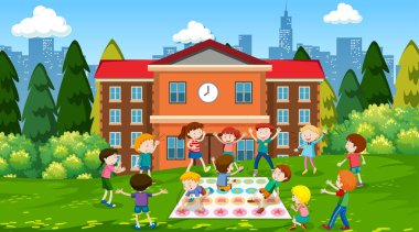 Aktif çocuklar açık sahnede oynuyor