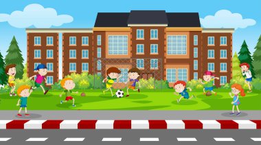 Aktif çocuklar açık sahnede oynuyor