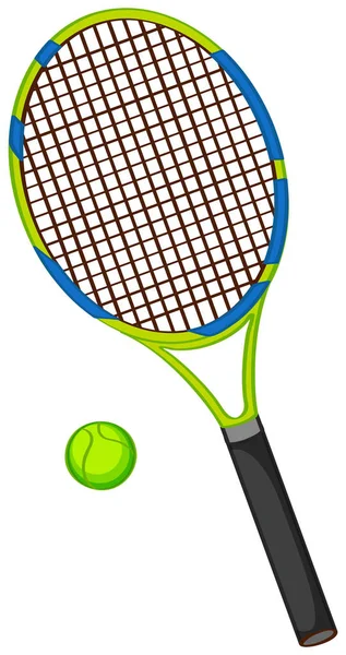 Tennis racket met bal geïsoleerd — Stockvector