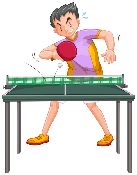 Homme jouant au tennis de table isolé — Image vectorielle
