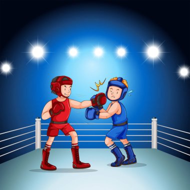 Işıkların altında boks boks uyt'tan iki adam
