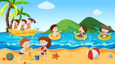 Aktif erkek ve kızlar spor ve eğlence aktiviteleri dışında oynuyor