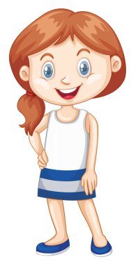 Beyaz arka planda mutlu bir gülümseme ile kız